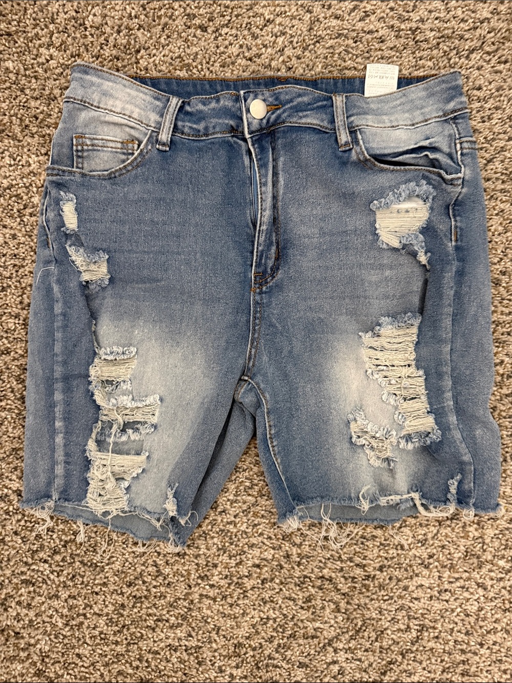 SHEIN Light Blue Distressed Women's Denim Shorts